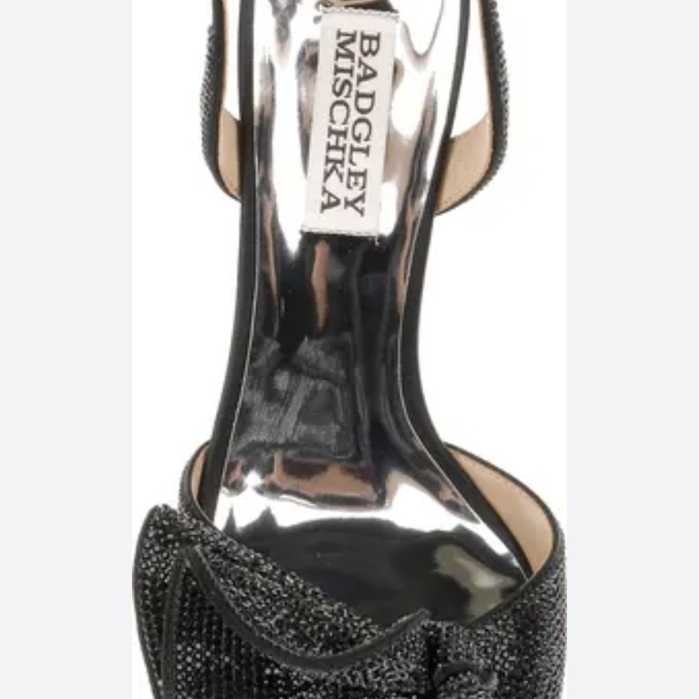 Badgley Mischka Black Slingback Heels with Sparkly Finish - Picture 10 of 10